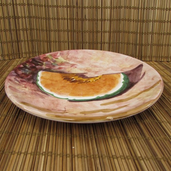 Peasant Village Italian Pottery Hand Painted Fruit Cantaloupe 8.25" Salad Plate - Picture 10 of 11